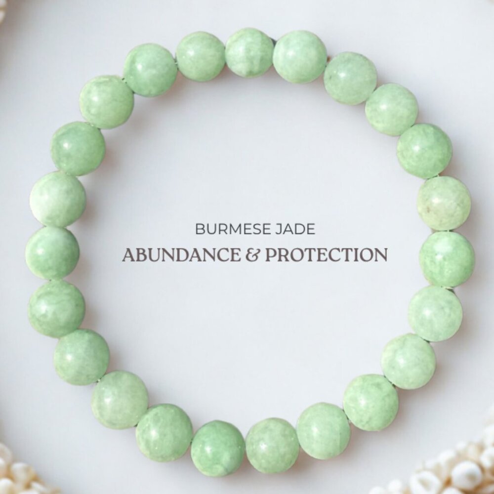 Burmese Jade Gemstone Bracelet 8MM Beads Stretch Crystal Jewelry - Picture 7 of 10